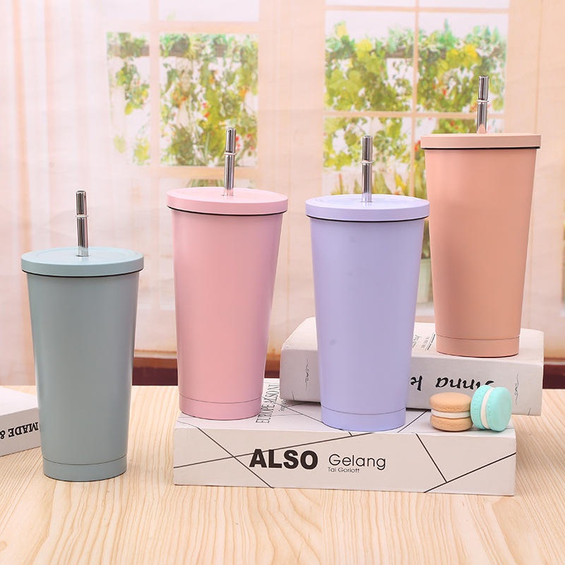 25oz 304 Stainless Steel Straw Cup Portable Coffee Cup Cold Coffee Mug Large Capacity Solid Color Vacuum Tumbler Cup – Stainless Steel Tumbler and 25oz Stainless Steel Mug price