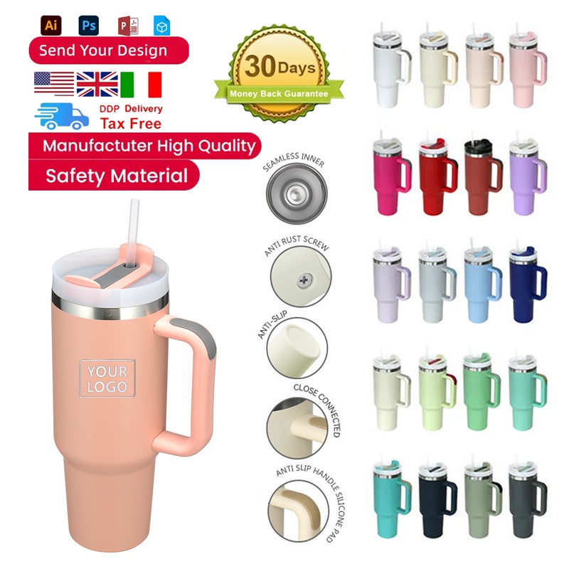 40oz Wholesale in Bulk Cup Custom Logo Cold Travel Thermal Mug Tumbler with Handle and Straw Lid – 40oz Mug and 40oz Tumbler price