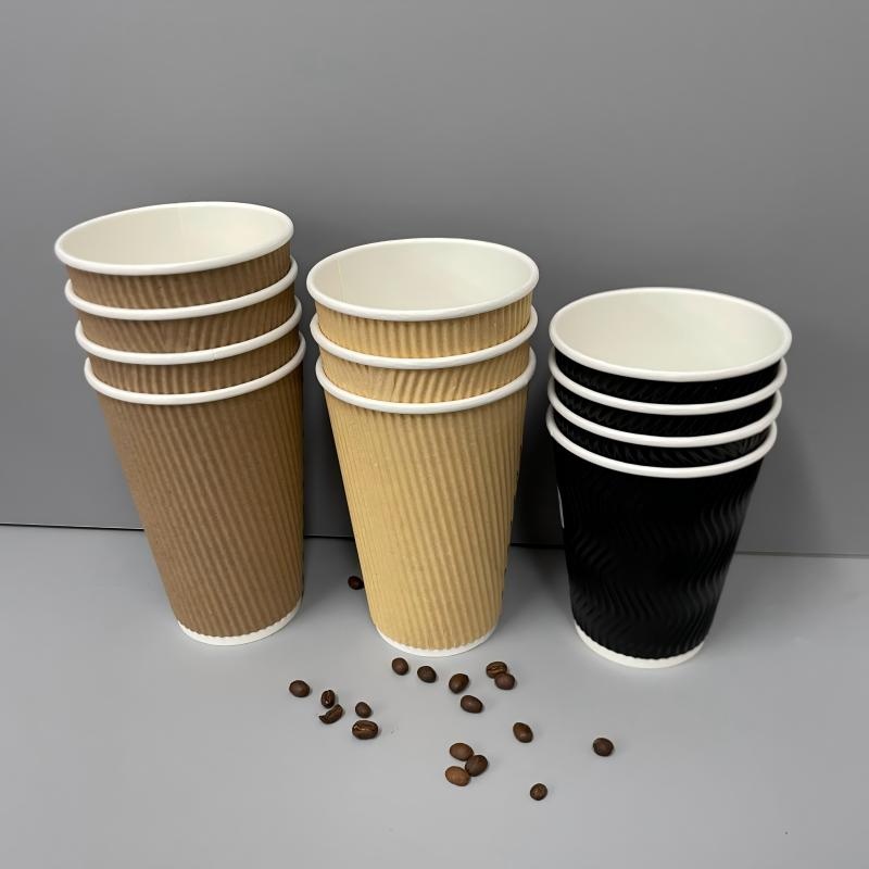 Customized Printed Disposable 8oz 12oz 16oz Hot Cold Drinks Insulated Ripple Wall Paper Cup with Lid – Ripple Wall Paper Cup and Insulated Ripple Wall Paper Cup price