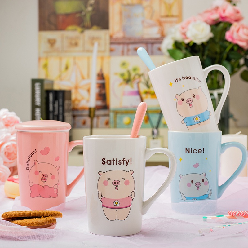 Cute Hand-Painted Piggy Ceramic Mug – Cute Cartoon Nostalgic and Concise price
