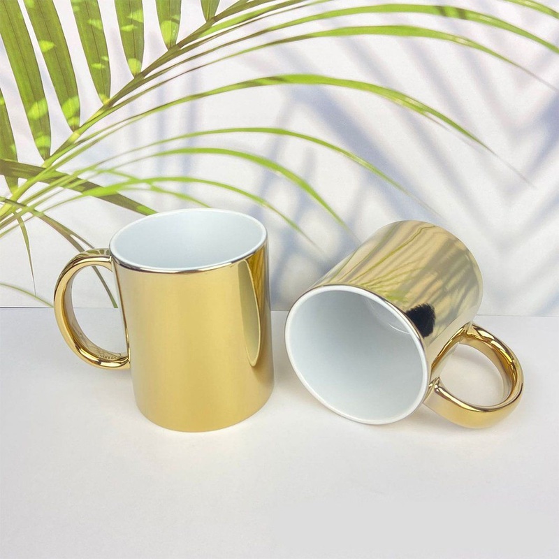 Gold Colors Sublimation Coffee Mugs Wholesale 11oz Electroplating Coffee Mug Personalized Custom Printed Mug Supplier – Glazed Mug and Coffee Mug price
