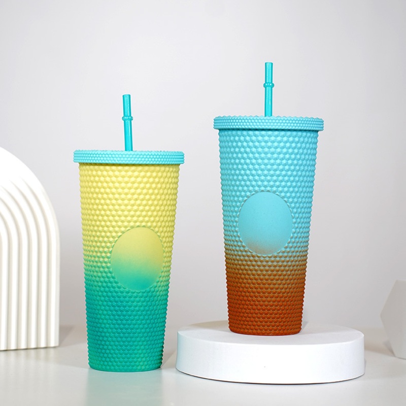 Hot Sale Reusable Multi Color Tumbler with Lid and Straw Plastic Tumbler in Bulk Wholesale Studded Tumbler – Sport Water Bottle and Drinking Bottle price