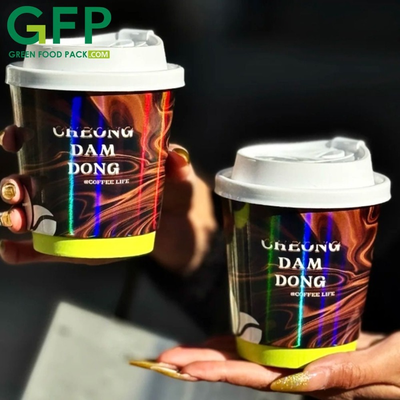 Laser Paper Cup Shinning Gradient Disposable Coffee Paper Milk Tea Cup Hot Drink with Lid Takeaway Shinny Paper Cup – Paper Cup and Coffee Cup price