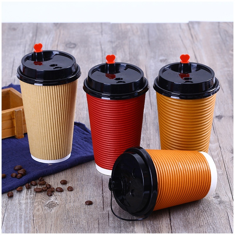 12oz Disposable Leakproof Ripple Wall Paper Compostable Coffee Cups – Paper Cup and Disposable Coffee Cup price