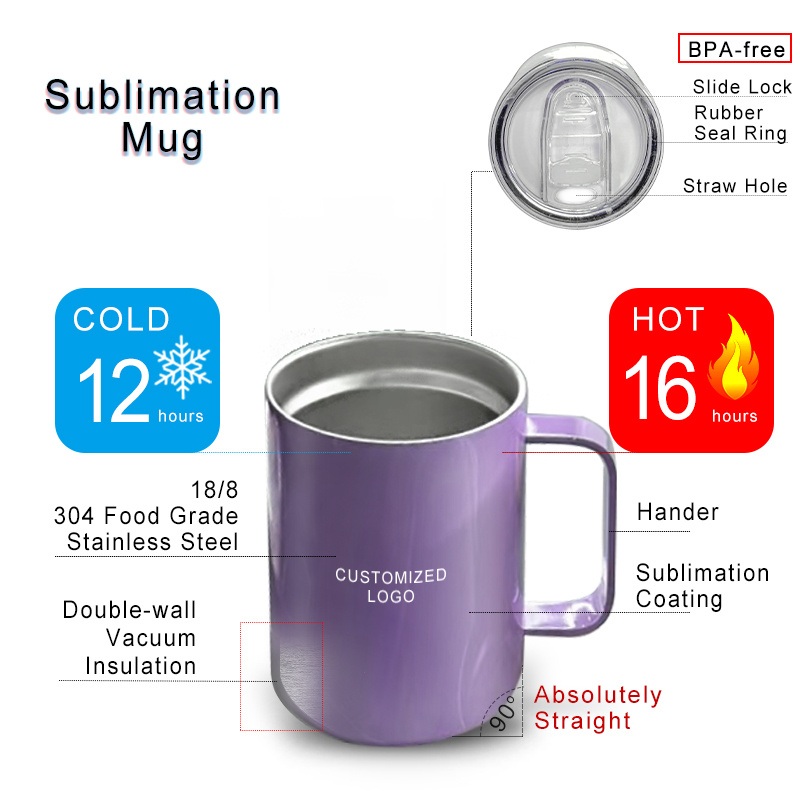 12oz Double Wall Stainless Steel Travel Coffee Mug with Handle – 12oz Wine Tumbler	12oz Coffee Mug and 12oz Sublimation Tumbler Kids	Sublimation Mugs price