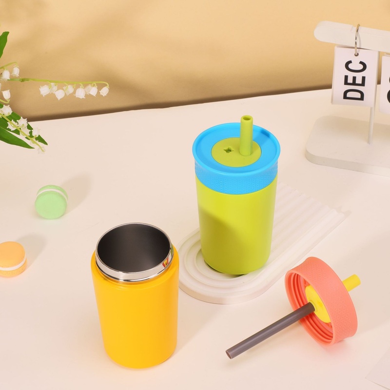 12oz Mini Tumbler Kids Water Bottle Powder Coated Vacuum Double Wall Stainless Steel Milk Mug Travel Cup with Straw – Vacuum Cup and Stainless Steel Cup price
