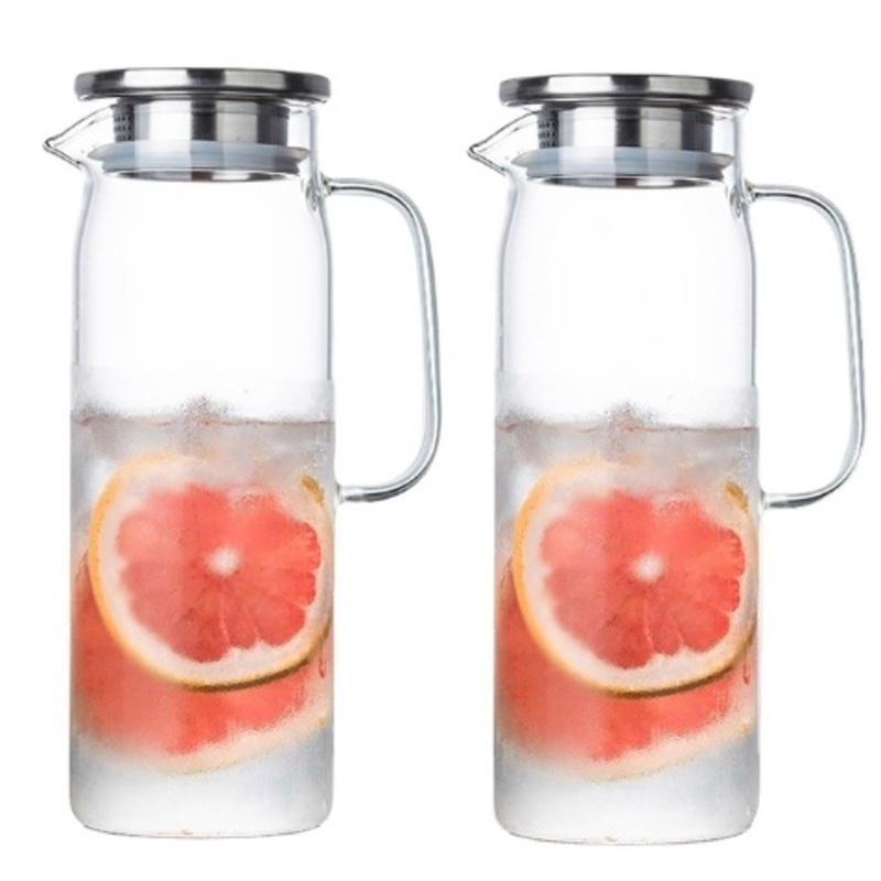 1500ml High Quality Heat Resistant Borosilicate Glass Water Filter with Ss and Bamboo Cover – Cold Water Jug and Water Jug with Handle price