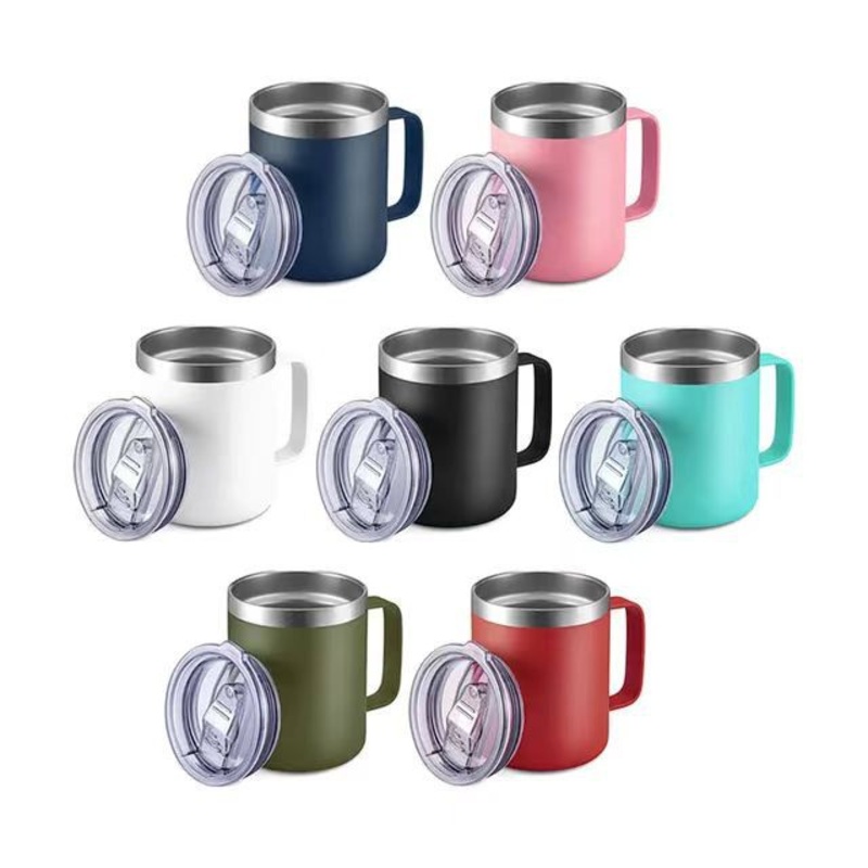16oz 24oz Metal Vacuum Tumbler with The Handle Brief Stainless Steel Beer Mug Insulated Tumbler Vacuum Flask with Multiple Lids – Cup and Mug price