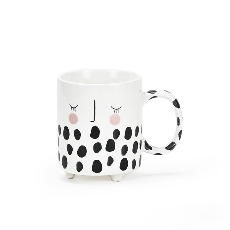 Custom Leopard Spot Flower Design Ceramic Coffee Mug Hand Painted Facial Expression Mug – Ceramic Mug and Mugs Ceramic price