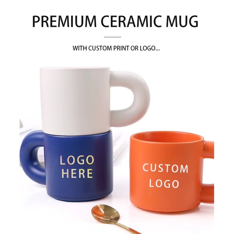 Cute Nordic Style Fashion Custom Logo Ceramic Mug Cup with Chubby Handle for Gift – Cute Mug and Handmade price