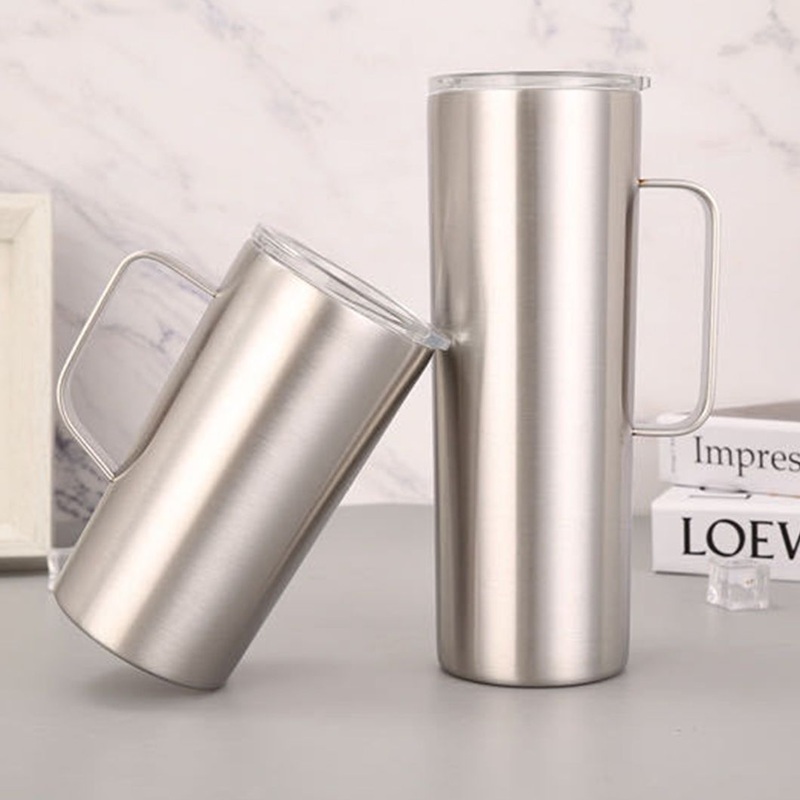 Skinny Tumbler with Handle Straight Metal Tumbler Stainless Steel Coffee Mug Vacuum Insulated Wine Car Cup – Customized Tumblers and Smart Mug price
