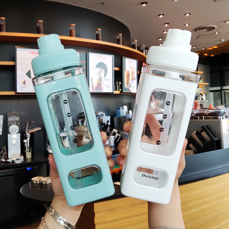 Wholesale Gift Portable Creative Plastic Square Shape Water Bottle Kids Girl Cute Ice Cream Plastic Bottle – Sport Water Bottle and Drinking Bottle price