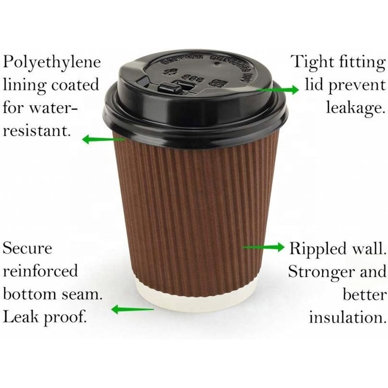 Wholesale Ripple Wall Paper Coffee Cup 8oz with Customized Logo – Paper Cup and Disposable Coffee Cup price