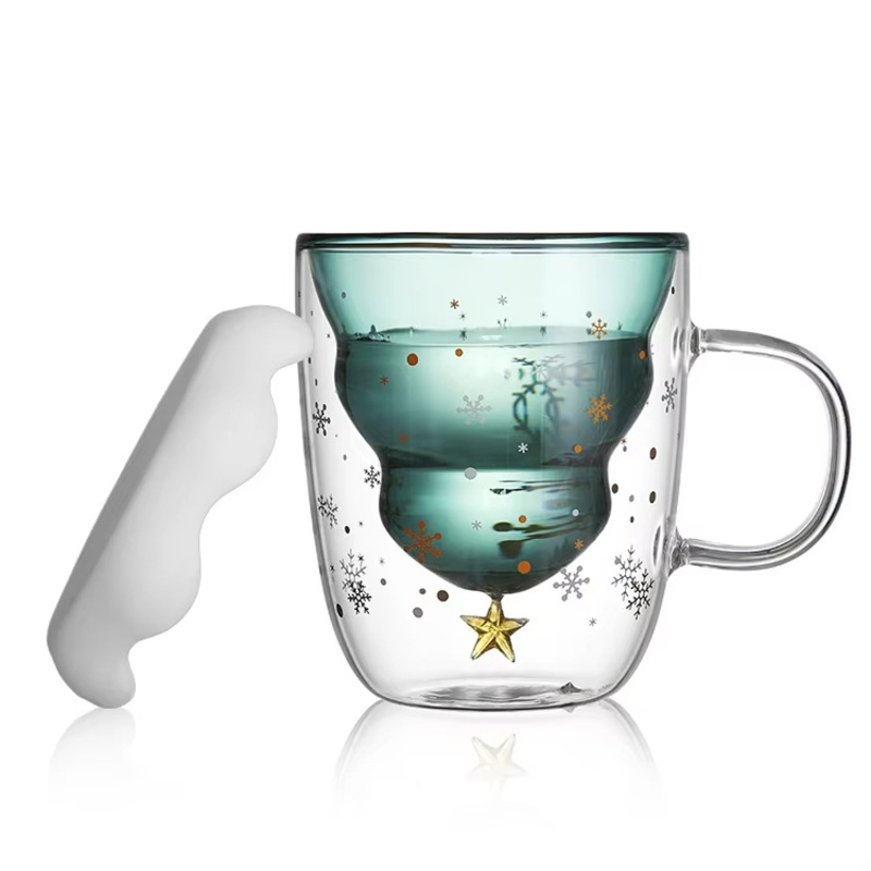 300ml Customized Drinking Glasses Heat-Resistant Glass Coffee Mug Christmas Gift Double Wall Glass Cup – Double Wall Glass Cup and Glass Coffee Cup price