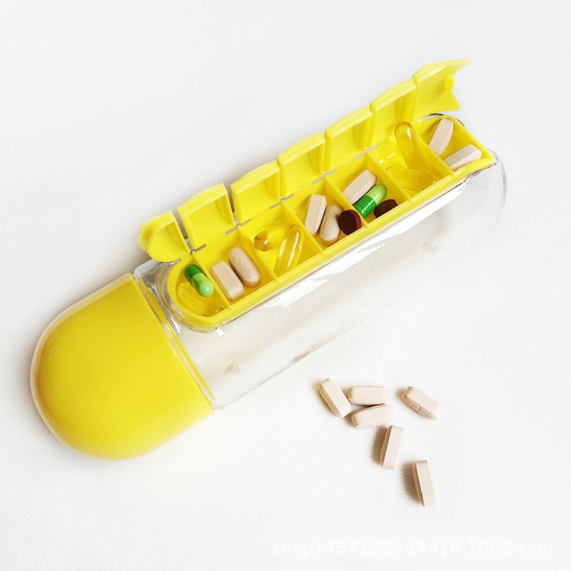 7 Days Plastic Protein Joy Water Shaker Water Drinking Bottle with Pill Box Case – Tumbler with Daily Pill and PC Water Cup price