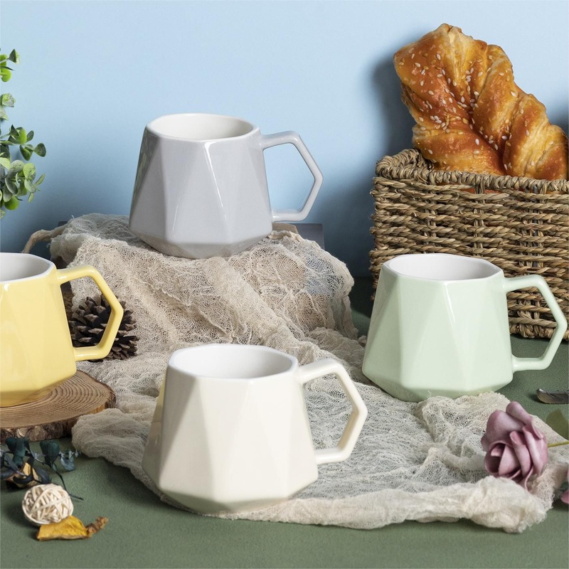 Diamond Green Color Glazed Ceramic Coffee Mug, Family Couple Breakfast Mug 360ml/13oz – Mug Cup and Wholesale Ceramic Mug Cup price
