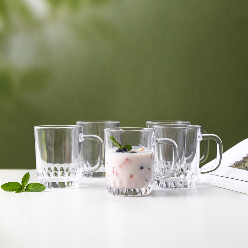 Empty Transparent Glass Cup Mug Bottle for Beverage Milk Tea with Handle – Glass Tea Cups and Transparent Glass Cup price