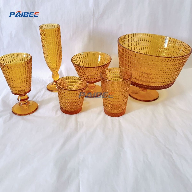 Paibee Wedding Color Glassware Set Tabletop Decor Water Goblet Press Tumbler – Colored Wine Glasses and Wine Glass price