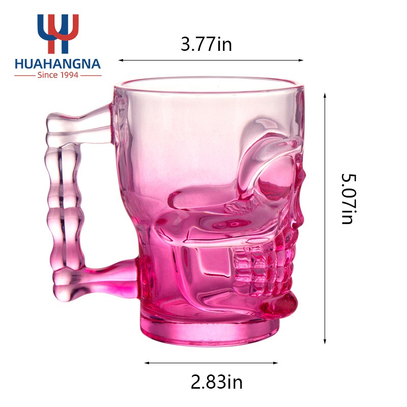 Skeleton Face Drinking Mug Cup with Glass Handles Skeleton Glass Mug – Beer Mug and Glass Mug price