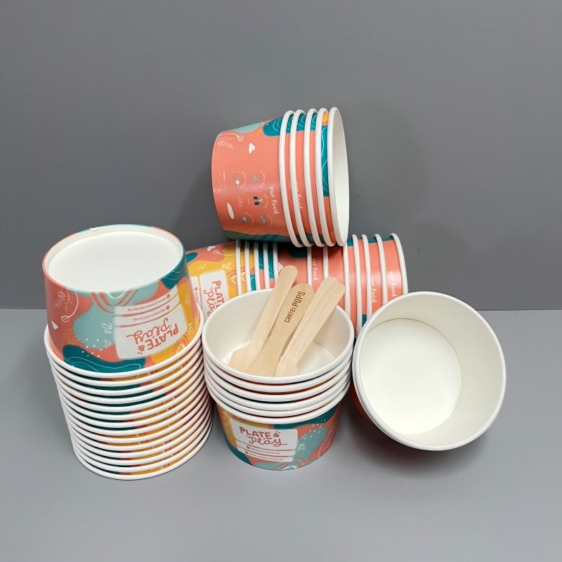 Wholesale Custom Printed Disposable Eco Friendly 4oz Ice Cream Paper Cups with Lid Spoon – Wholesale Ice Cream Tub and Disposable Ice Cream Cup price