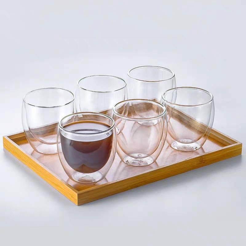 50ml 350ml 450ml Double Wall Glass Tea Cup Coffee Mug Glass Coffee Cup with Lid – Double Wall Glass Cup and Coffee Cup price