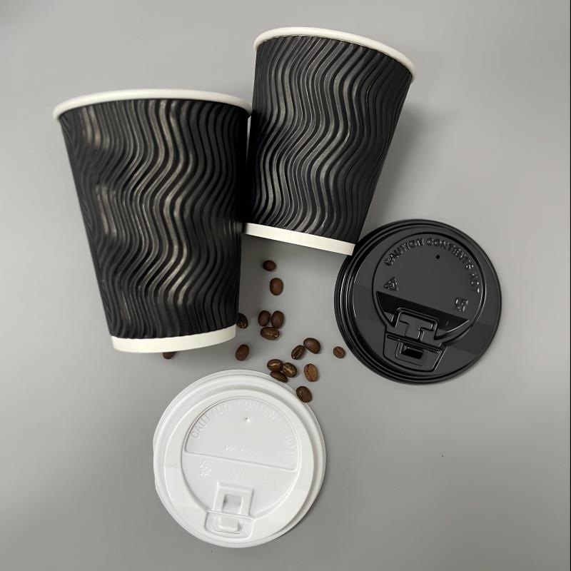 Black Ripple Wall Cup Disposable Paper Coffee Cups for Hot Drink – Black Ripple Wall Cup and Paper Coffee Cups for Hot Drink price