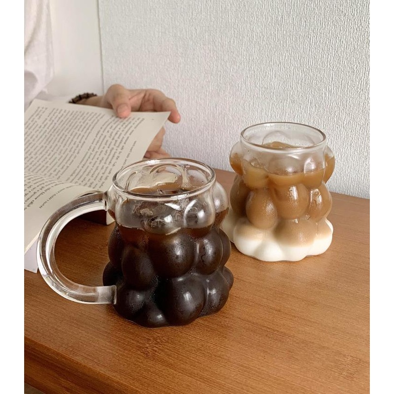 Clear Insulated Ribbed Drinking Ice Espresso Tumbler Mug Creative Grape Design Glass Coffee Cups – Glass Cup and Cappuccino Glass Cup price
