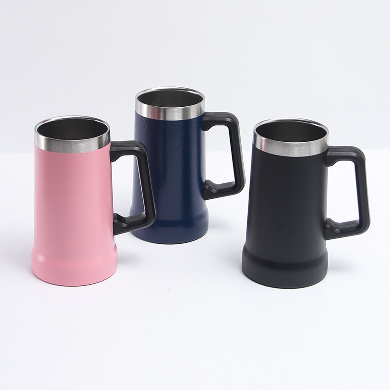 Creative 304 Stainless Steel Large Capacity Vacuum Cup with Handle Beer Steins Office Brazil Water Cup Solid Color Tumbler – Mug and Custom Mug price