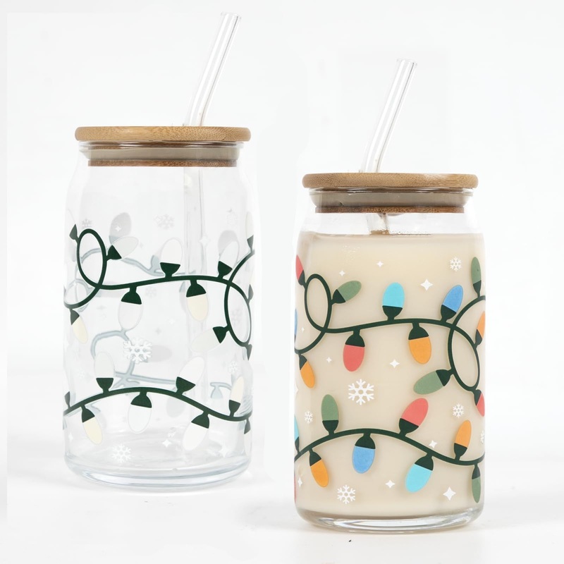 Customized Logo Drinking Glass Cup Libby 16 Oz Cute Glass Beer Can Tumbler with Bamboo Lid and Straw for Valentine Festival – Drinking Glass and 16oz Beer Glass price