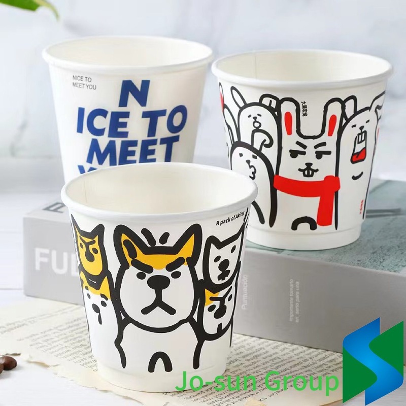 Jo-Sun Disposable High Quality Biodegradable Double Wall Paper Coffee Cup with Custom Logo – Disposable Cup and Insulation Disposable 8oz Double Wall Paper Cup price