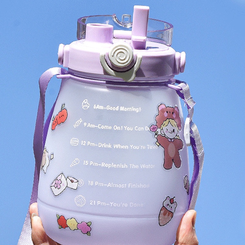 Large Capacity Plastic Cup Double Drink Cup Student Portable Sports Straw Water Cup – Water Bottle and Water Cup price