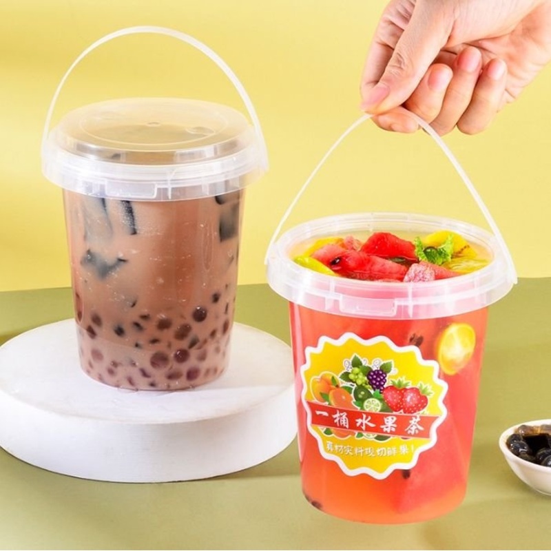 24oz 32oz Plastic Drink Super Big Bucket Fruit Tea Juice Bubble Milk Tea Cup with Handle – Biodegradable Cup and Disposable Cup price