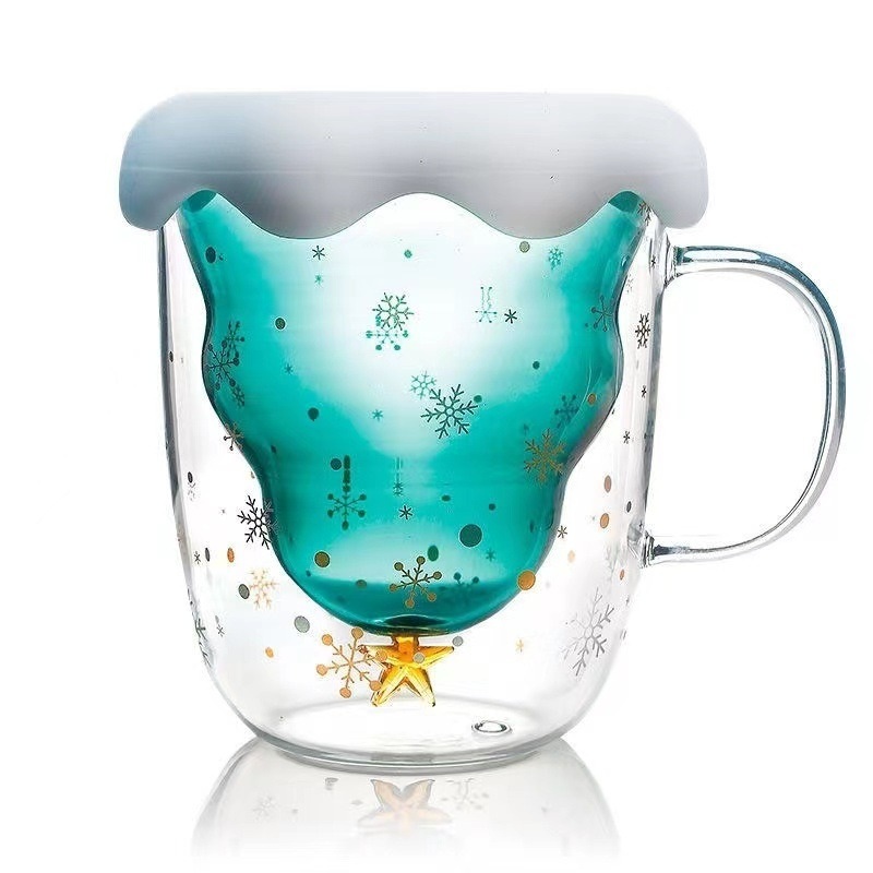 Cartoon Double Cup Cute Gift Mug with Lid Water Cup Home Double Glass Cup – Christmas Cups and Printed Mugs price