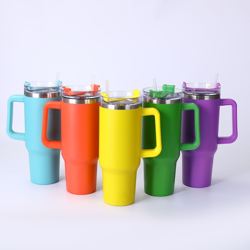 Customized Logo Double Wall Insulated Stainless Steel Cup Vacuum Flask Adventure Sports Travel Water Bottle 40oz Tumbler with Handle Lid Straw – Custom Logo Tumbler and Stainless Water Tumbler price