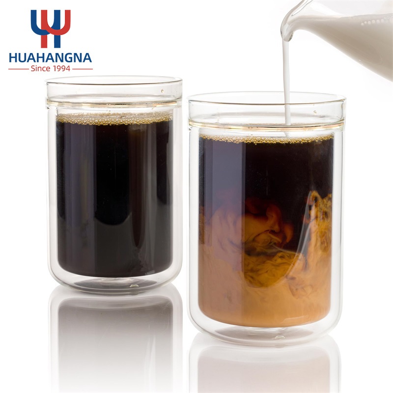 Straight Glass Cups Custom Double Walled Single Lip Glass Coffee Mugs Insulated Borosilicate Water Glass Cups – Glassware and Glass Cups price