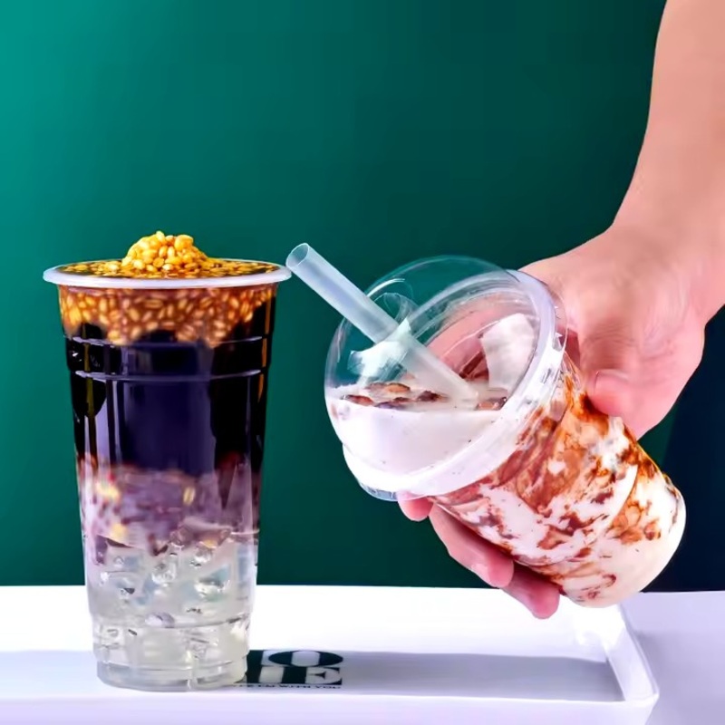 16oz Eco Friendly Beverage Drinking Cups Disposable Plastic Cups Drinking Cups with Dome Lids – Plastic Cups and Disposable Bubble Tea Cup price