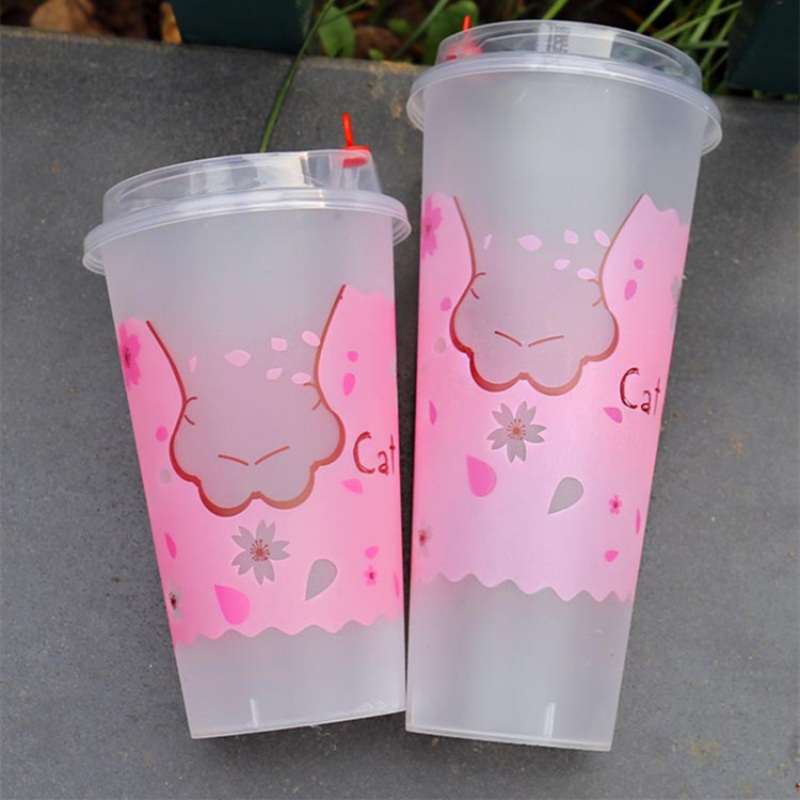 500/700ml Frosted Tranparent Pink Cat Claw Disposable Milk Tea Cup Drink Plastic Cups with Red Love Lid – 500/700ml Frosted Tranparent Pink Cat Claw Cup and Frosted Tranparent Pink Cat Claw Disposable Cup price