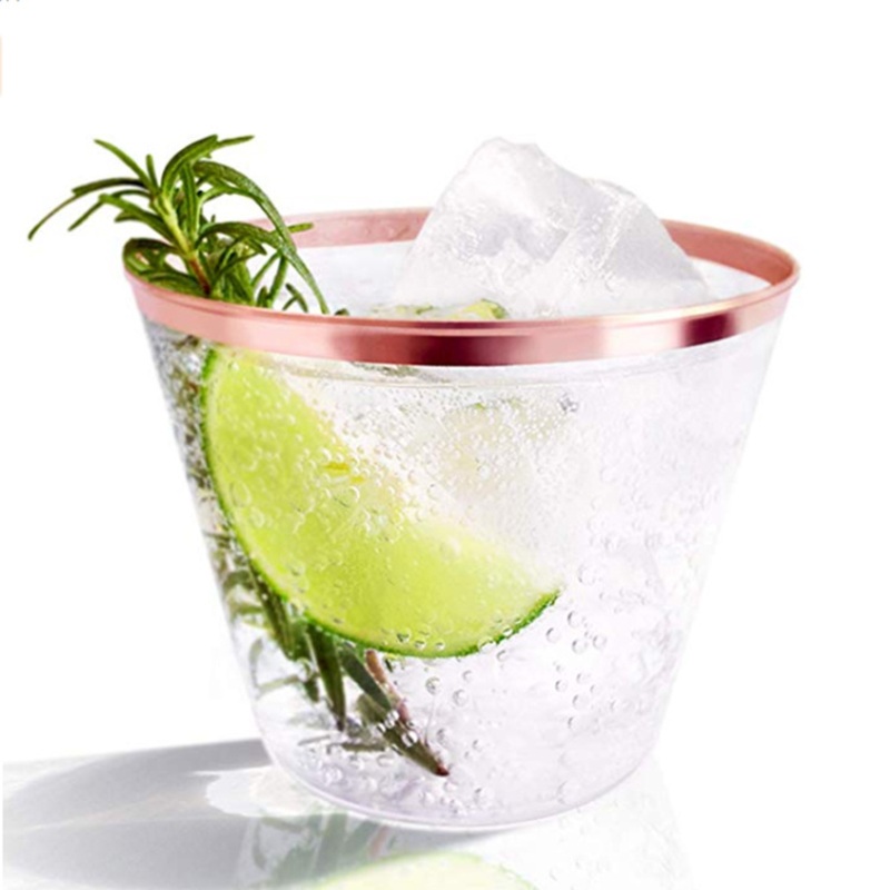 9 Oz Disposable Wedding Events Party Gold Rim Plastic Cup – Gold Rim Plastic Cup and Rose Gold Rim Plastic Cup price