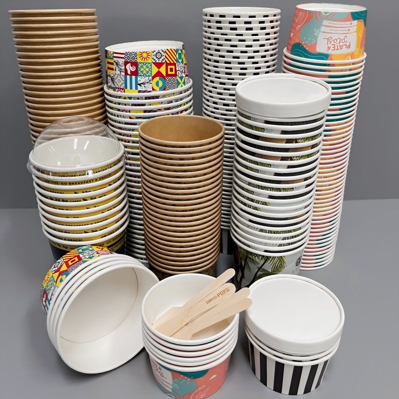 Disposable Paper Food Container Eco Friendly Take Away Food Snack Packaging Paper Soup Cups with Lids – Disposable Ice Cream Cups and Ice Cream Container price