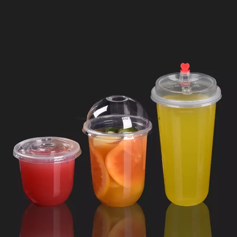 Juice Beverage Smoothie Cold Drinking Disposable Plastic Pet /PP/RPET Cups with Lids 250ml 300ml 500ml 650ml – Sauce Cups and PP Cups price
