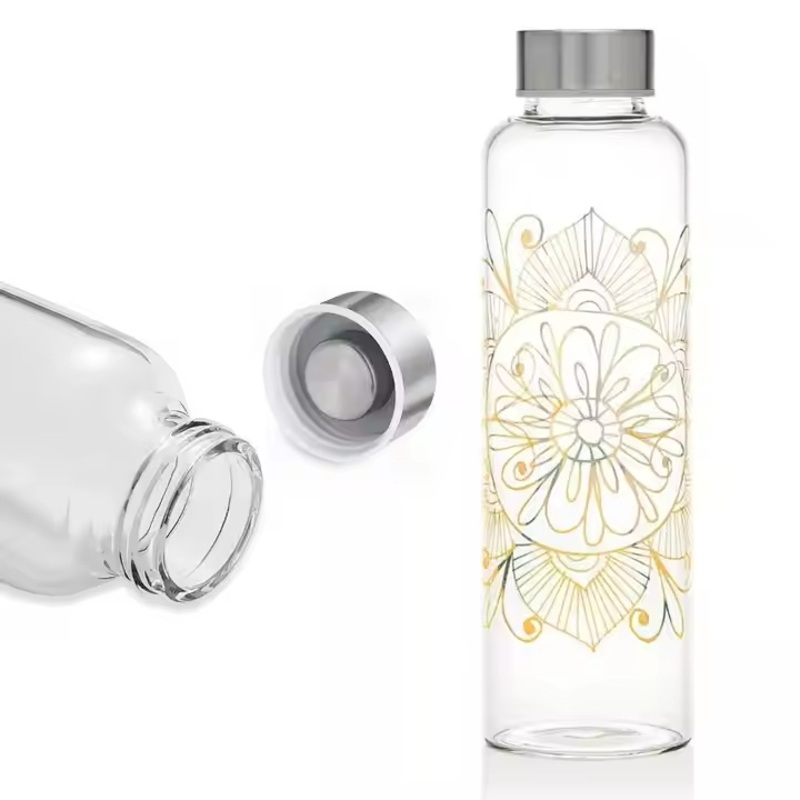 Manufactured Wholesale Custom Crystal Wide Mouth Lids Glass Water Bottle with Strap for Drinking 500ml 1L Large Capacity – Water Bottle and Glass Bottle price