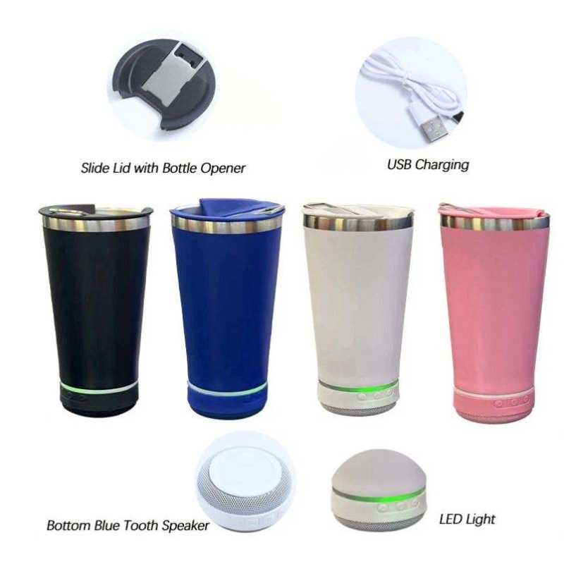 Manufacturer Custom Double Wall Vacuum Insulated Stainless Steel Bluetooth Speaker Beer Cup 16oz Music Beer Pints – Bluetooth Speaker Beer Cup and Bluetooth Music Cup price