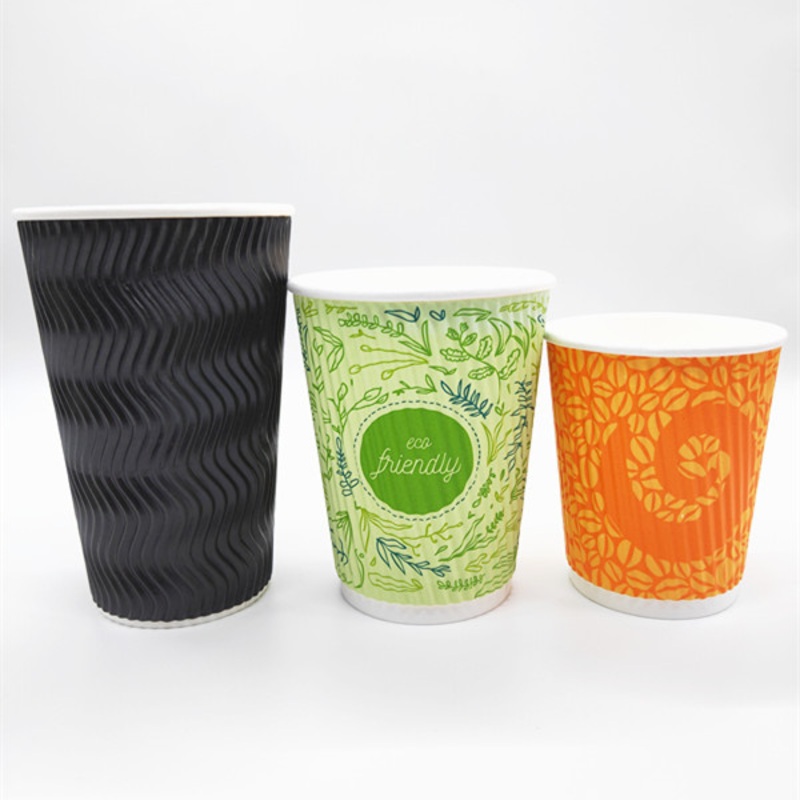 Wholesale Disposable Recyclable Ripple Double Wall Coffee Paper Cup with Custom Logo Printing for Hot Drinking – Corrugated Paper Cup and PLA Coating Paper Cup price