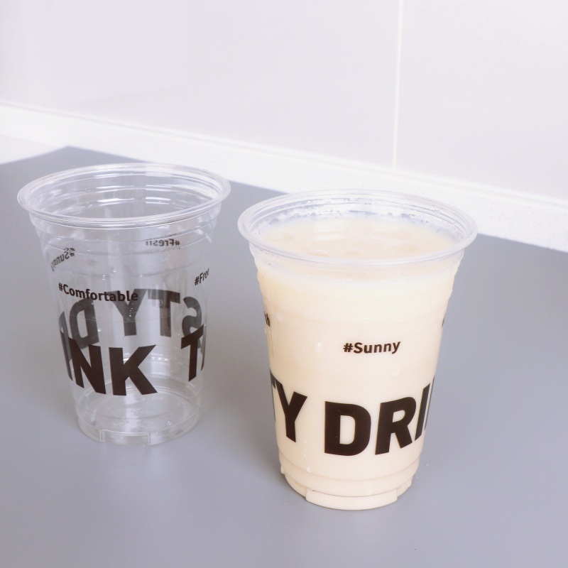 Custom Logo Printing Disposable Clear Coffee Cup with Lid for Cold Drinks – Mug and Disposable Plastic Cup price