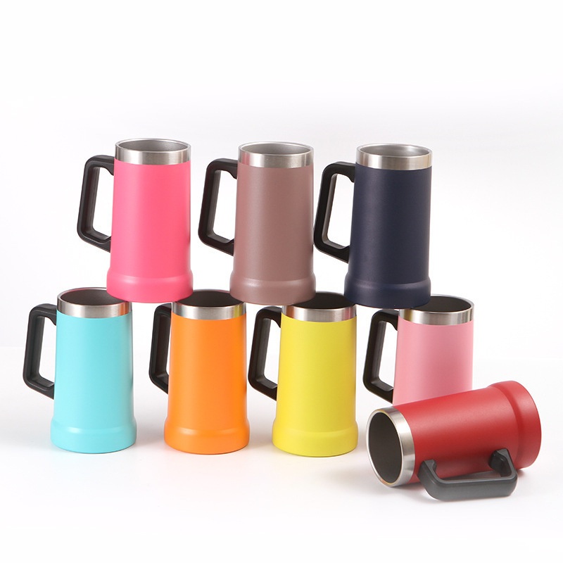 Customized Logo Wholesale Double Wall Stainless Steel Beer Mug Tankard Water Bottle Coffee Vacuum Cup with Handle – Thermos Cup and Vacuum Cup price
