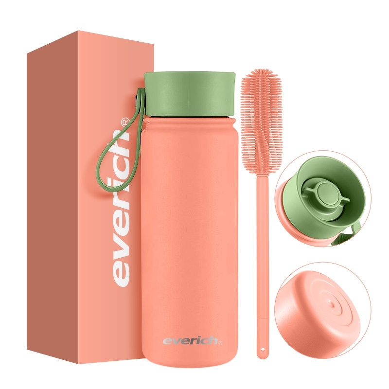 Everich 18/8 Food Grade Double Wall Stainless Steel Water Bottle with Leather Handle – Non-Slip Bottle and Stainless Steel Bottle price