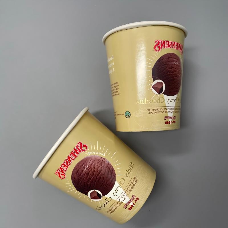 Food Grade Recycled Disposable Ice Cream Paper Cup Custom Printed Small 4oz 8oz 12oz 16oz Ice Cream Paper Cups with Paper Lid – Ice Cream Paper Cup with Lids and Disposable Paper Cups for Ice Cream price