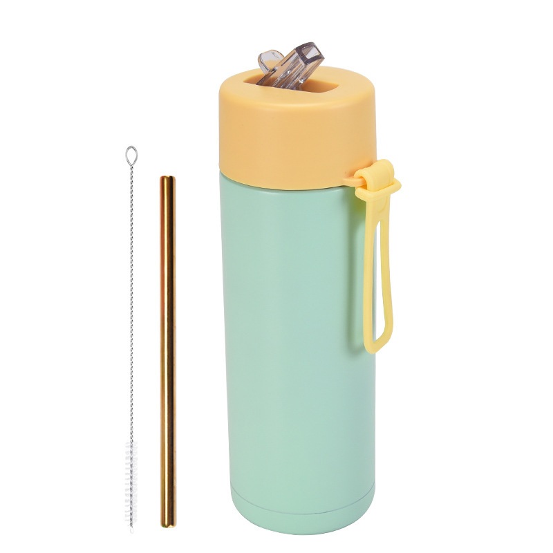 Portable Silicone Handle Straw Cup Large Mouth Stainless Steel Insulated Cup – Vacuum Flask and Vacuum Cup price