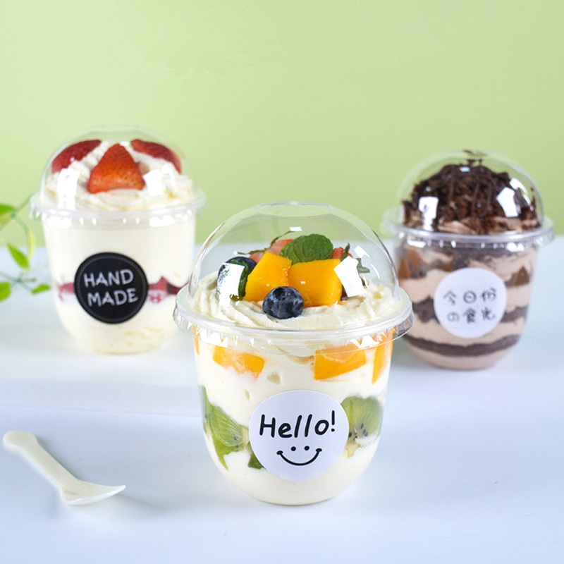 U Shape Plastic 360ml Ice Cream Pudding Jelly Yogurt Cake Dessert Cup with Lid – Disposable Plastic Drinking Water Cup and Plastic Drinking Water Cup price