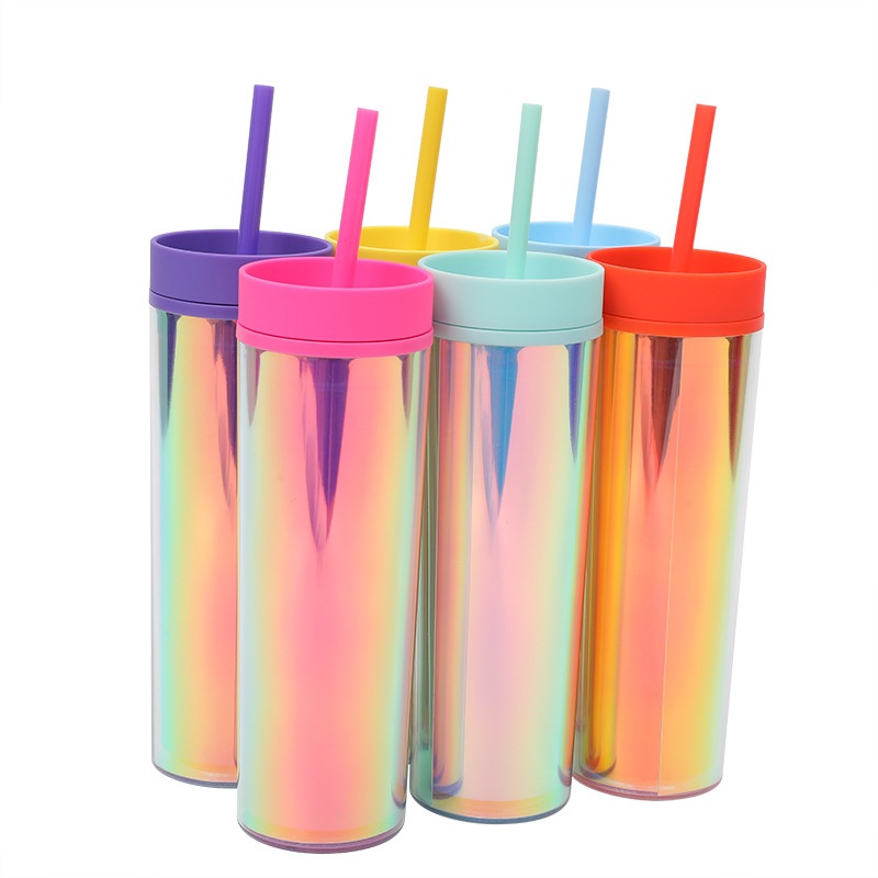 Wholesale 16oz Matte Acrylic Skinny Tumbler Colorful Plastic with Straw for Water for Weddings and Back to School – Wholesale 16oz Tumbler and Matte Acrylic Skinny Tumbler price